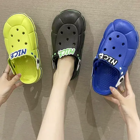 洞洞鞋女夏季韩版ins潮时尚两穿凉鞋防滑厚底学生外穿包头凉拖鞋商品大图