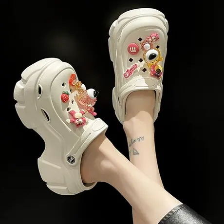 厚底洞洞鞋女款夏季外穿增高2023新款网红防滑松糕包头沙滩凉拖鞋商品大图