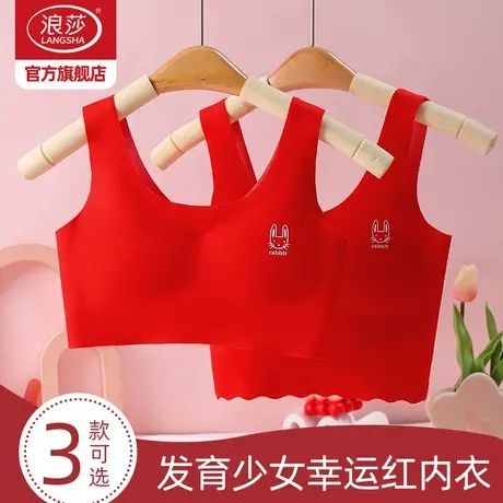 浪莎本命年红色少女文胸12岁女童青春发育期小背心透气学生内衣DT商品大图