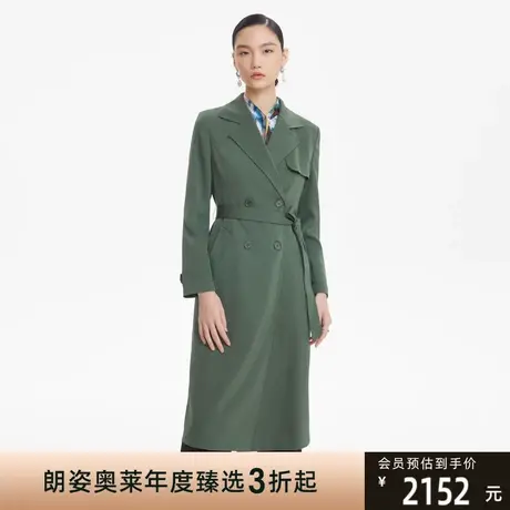 LANCY/朗姿俪雅秋季收腰双排扣中场款通勤风女式风衣商场同款商品大图