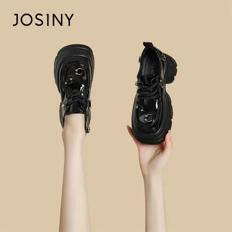 Josiny/卓诗尼单鞋女2024新款春季英伦风小众原创厚底舒适乐福鞋商品大图