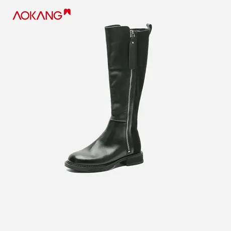 【门店发货】奥康女鞋 冬季新款不过膝骑士靴女高筒马丁靴图片