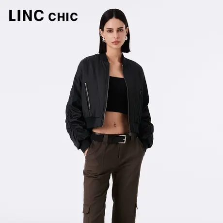LINCCHIC金羽杰羽绒服女2023年秋新款刺绣时髦夹克外套Y23801009商品大图