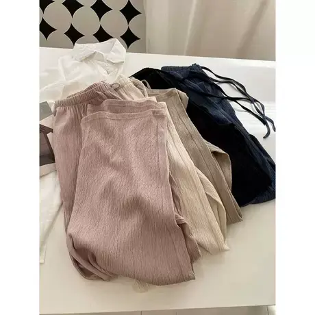 软糯舒适百褶阔腿裤女宽松显瘦薄款慵懒风2023夏季新款直筒休闲裤商品大图