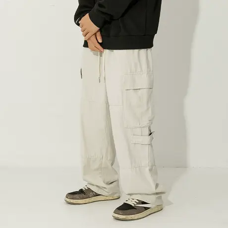 男士日系工装裤子男韩版潮流运动长裤2023新款秋季休闲裤直筒垂感商品大图