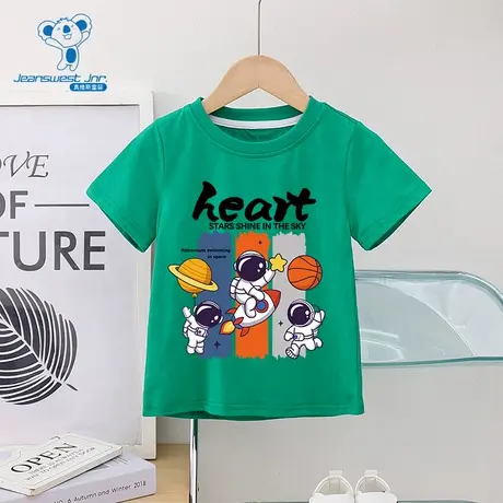 GD真维斯童装2025夏季新款 宇航员印花男童休闲简约纯棉短袖T恤图片