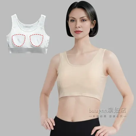 背心式文胸短款女胸罩一体式内衣半身内搭棉质薄商品大图