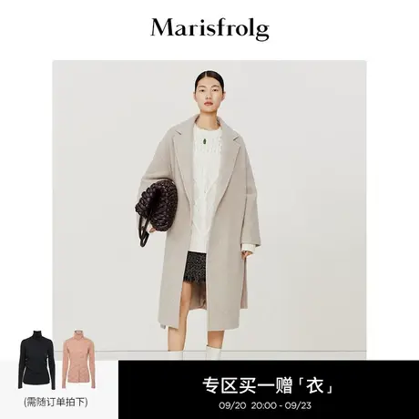 【意大利进口面料】玛丝菲尔冬季米白茧型复古收腰毛呢外套商品大图