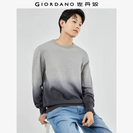 佐丹奴针织衫男装精梳纯棉渐变色圆领套头针织衫 18054614图片
