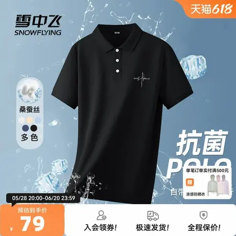 雪中飞polo衫男2025夏日新款抗菌宽松翻领t恤美式简约男士短袖PC图片