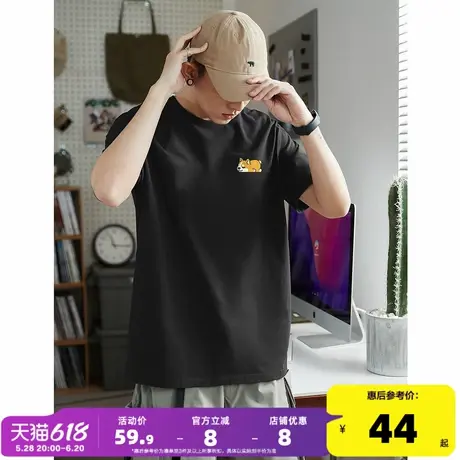 唐狮2025年春夏季新款纯棉短袖t恤男潮印花宽松圆领上衣内搭衫PX商品大图