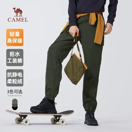 骆驼男装工装裤男冬季2023新款加绒加厚保暖运动束脚防水休闲长裤商品大图