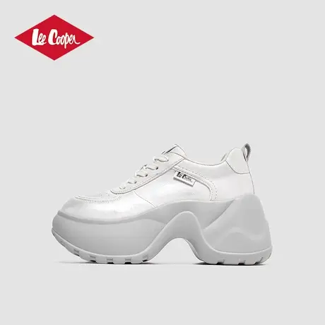 Lee Cooper25春季新款女鞋黑白拼色松糕厚底女鞋加绒内增高板鞋女商品大图