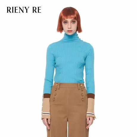 RIENYRE毛针织衫女秋冬2023新款法式小香风内搭毛衣高级撞色上衣商品大图
