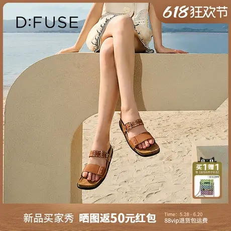 【博主同款】Dfuse迪芙斯2025夏新款复古拖鞋布洛克勃肯鞋凉拖女图片