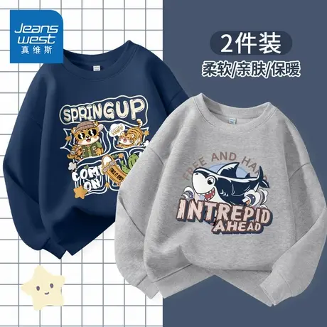 真维斯童装男童t恤长袖男大童春秋款灰色打底衫儿童春装休闲卫衣图片