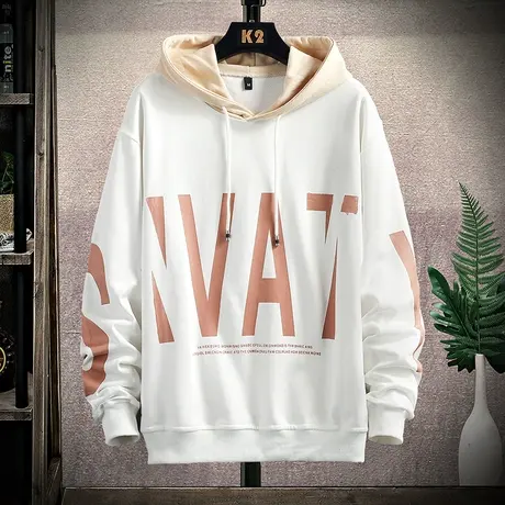 连帽卫衣男春秋潮牌2023新款休闲宽松印花套头青少年学生套装商品大图