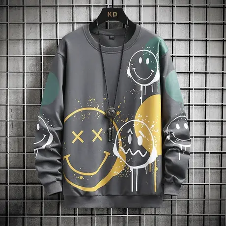 潮牌圆领卫衣男装2023年春季新款t恤男士打底衫春秋青少年上衣服T商品大图