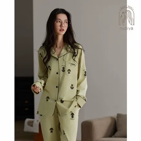 妮狄娅睡衣女秋季柔软棉长袖萌趣开衫款清新少女春秋季家居服套装商品大图