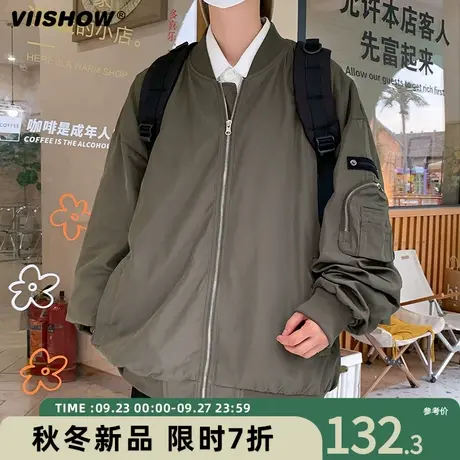 VIISHOW外套男士飞行员夹克潮牌复古宽松休闲春秋工装棒球服男商品大图