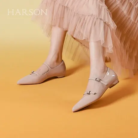 哈森法式温柔风两条带玛丽珍女鞋春秋新款尖头女单鞋HS242503商品大图