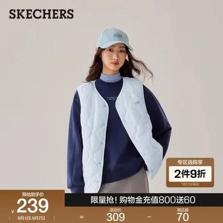 斯凯奇2025秋冬新款男女同款梭织裥棉保暖背心舒适时尚百搭马甲图片