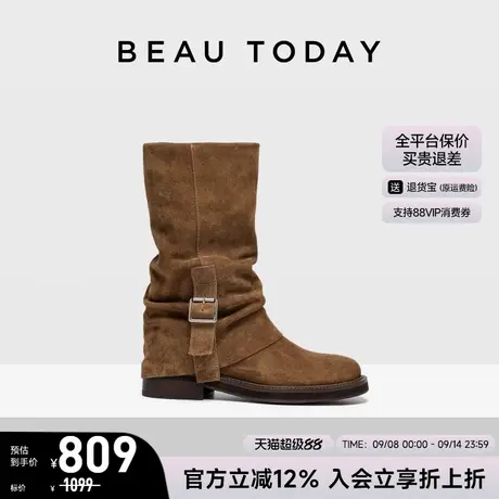BeauToday裤管靴女款2025新款秋冬季堆堆靴美拉德靴子中筒靴女靴商品大图