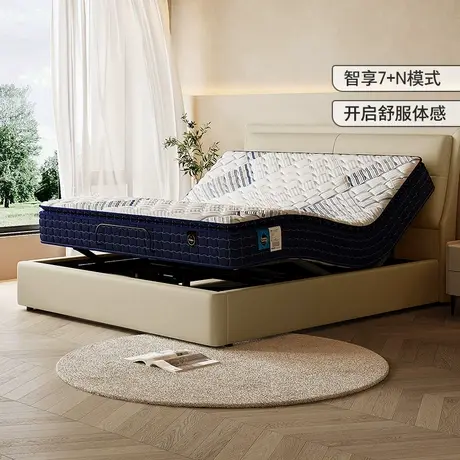 顾家家居现代简约主卧床可调节电动皮床带乳胶床垫套餐智能床8602商品大图