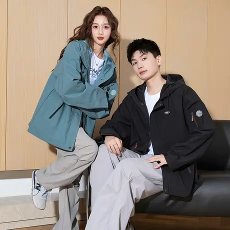 唐狮春秋季新款外套女款连帽冲锋少年夹克外套上衣潮流insTM图片