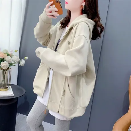连帽开衫卫衣外套女2023秋季新款宽松休闲学生减龄百搭上衣潮爆款商品大图