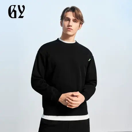 雅戈尔奥莱 GY男装男士圆领卫衣秋冬素色时尚休闲上衣外套图片