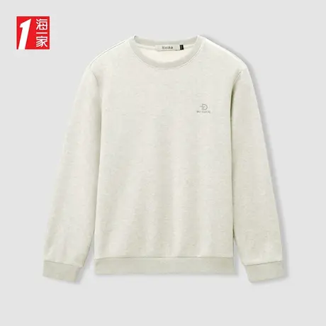 海一家基础圆领套头衫2023冬季新款保暖加绒字母绣花卫衣男商品大图