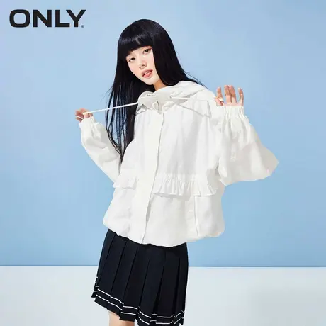 【买4免1】ONLY奥莱夏季新款运动风肌理感连帽抽绳宽松休闲外套女商品大图
