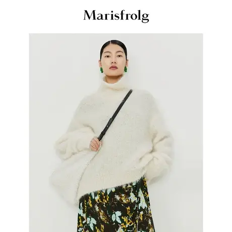 【逐光之旅】玛丝菲尔秋季杏色高领宽松百搭马海毛针织衫商品大图