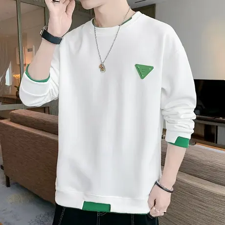 假两件长袖t恤男春秋季新款宽松套头内搭打底衫男士休闲圆领卫衣商品大图