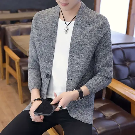 男士外套针织夹克2023秋季新款男装春秋百搭衣服韩版潮流帅气褂子商品大图