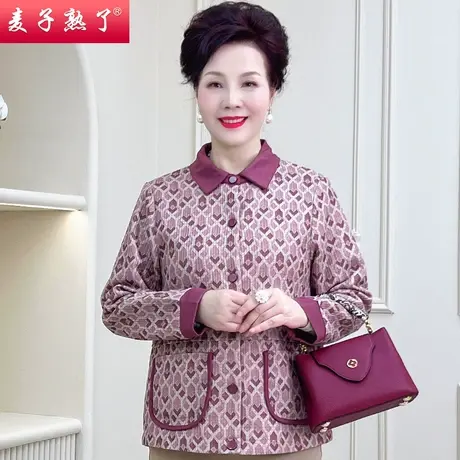 妈妈春装外套新款洋气小个子阔太太50岁上衣春秋奶奶中老年人女装商品大图
