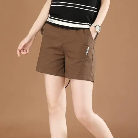 韩潮袭人松紧腰白色休闲直筒短裤女2024夏季新款百搭显瘦辣裤热裤图片