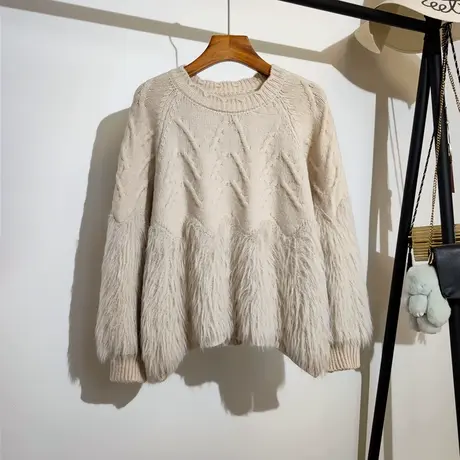 温柔风毛衣女宽松套头秋冬新款慵懒风时尚打底内搭针织衫上衣外穿图片