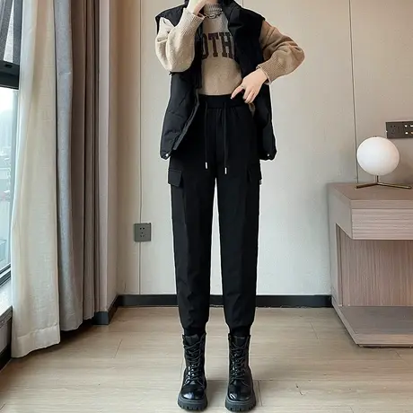 工装羽绒裤女冬外穿2023新款时尚小个子加绒加厚鸭绒防风防寒棉裤图片