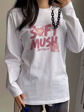 白色内搭打底衫女春秋冬季加绒冷淡系独特别致中长款长袖t恤上衣商品大图