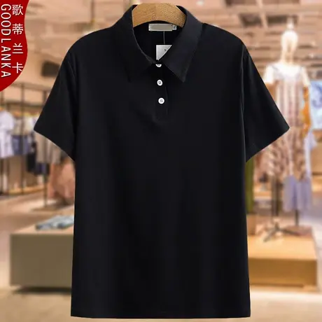 加肥加大码心机上衣女200斤宽松显瘦中年妈妈洋气纯棉短袖POLO衫商品大图