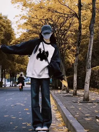 卫衣外套女春秋款2023新款oversize大码宽松显瘦ins潮牌加绒上衣商品大图