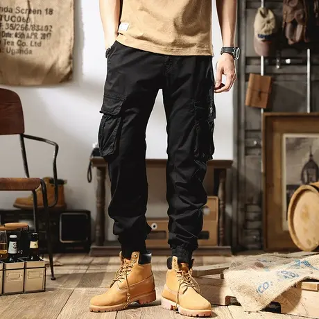 工装裤男夏季薄款宽松束脚哈伦2022春夏款潮牌男士休闲长裤子潮流商品大图