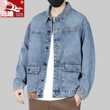 牛仔外套男春秋季2023新款潮流百搭高街工装夹克宽松休闲上衣男款商品大图