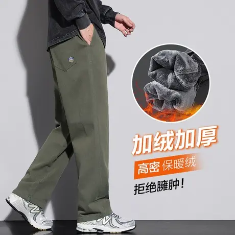 秋冬款宽松阔腿加绒防寒男士工装冬季纯棉加厚保暖防风休闲长裤子商品大图