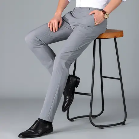 灰色西裤男九分修身直筒休闲裤男士韩版高级垂感春秋黑色西装长裤图片