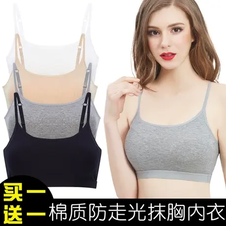 棉质无痕胸罩抹胸内衣女学生高中少女无钢圈防走光聚拢裹胸式文胸商品大图