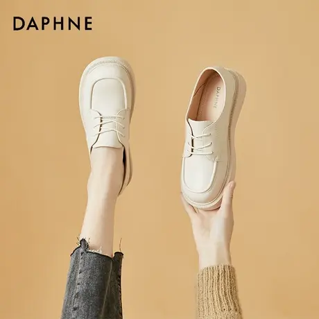 达芙妮一脚蹬女鞋懒人鞋白色小皮鞋孕妇鞋软底乐福鞋厚底平底单鞋图片