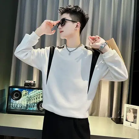 重磅卫衣秋季2023新款ins潮牌拼色设计休闲长袖T恤高级感上衣外套商品大图